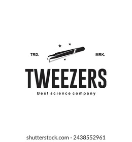 vector illustration of chemical tweezers logo icon for science and technology