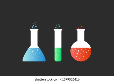 Vector illustration of chemicals boiling in the glassware.