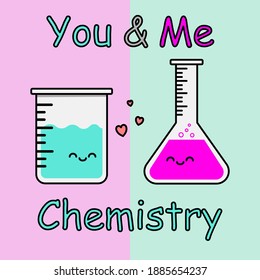 Vector Illustration Of Chemistry Between A Couple, Suitable For Valentine Card, Poster, Sticker