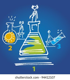 vector illustration of Chemistry competition. chemistry symbol set in hand drawn style. science olympiad winner  