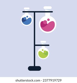 Ilustración vectorial de instrumentos de laboratorio de química.