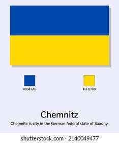 Vector Illustration of Chemnitz flag isolated on light blue background. Illustration Chemnitz flag with Color Codes. As close as possible to the original. ready to use, easy to edit. 
