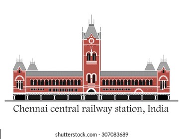 Vector illustration of Chennai central station in India