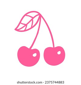 Vector illustration of cherries in pink colors