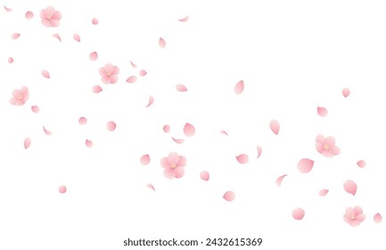 Vector illustration of Cherry blossom blizzard with falling petals and flowers