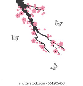 vector illustration of cherry blossom branch