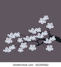 vector illustration of cherry blossom branch