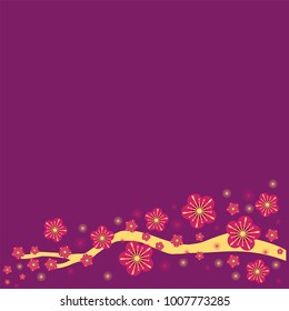 Vector illustration with cherry blossom. Vector chinese background. EPS 10