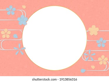 Vector illustration of cherry blossom frame. Japanese traditional sakura design.