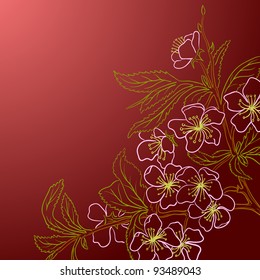 Vector illustration with cherry blossom for greeting card.