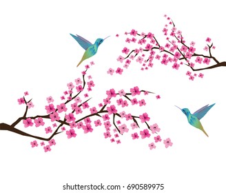 333 Cherry blossom tree with hummingbird Images, Stock Photos & Vectors ...