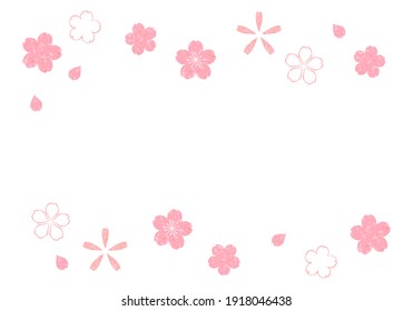 Vector illustration of cherry blossom petal frame