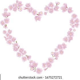 Ilustración vectorial de la flor de cerezo en forma de corazón blanco