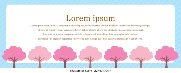 Vector illustration of Cherry blossom tree and stripe pattern background (light blue)