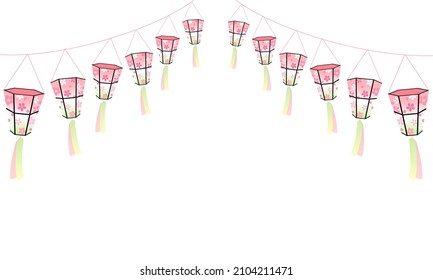 Vector illustration of cherry blossom viewing lanterns