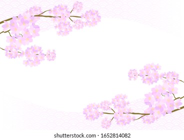 Vector illustration of cherry blossoms. In full bloom and Japanese traditional pattern.