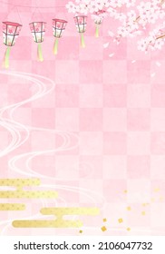 Vector illustration of cherry blossoms and lanterns