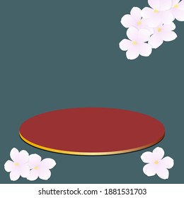 Vector illustration of cherry blossoms and tray