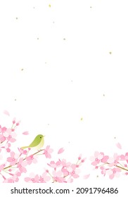 Ilustración vectorial de las flores de cerezo y de los guerreros
