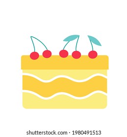 Ilustración vectorial de la tarta de cerezo aislada en fondo blanco.
