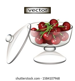Vector illustration cherry dessert in a bowl delicious and healthy Breakfast of berries