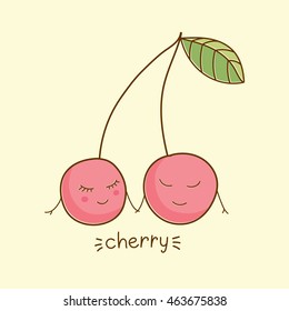 Vector illustration of a cherry. Hand Drawn doodle.