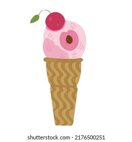 ilustración vectorial de helado de cerezo sobre fondo blanco