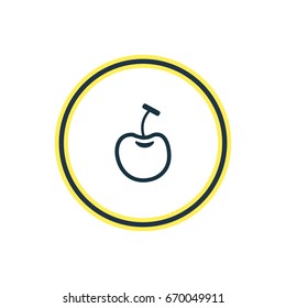 Vector Illustration Of Cherry Outline. Beautiful Eating Element Also Can Be Used As Berry Type  Element.