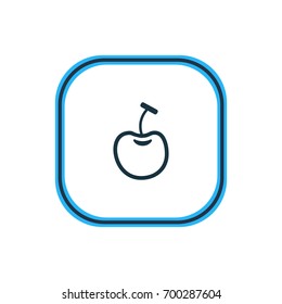 Vector Illustration Of Cherry Outline. Beautiful Meal Element Also Can Be Used As Berry Type  Element.