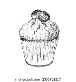 Vector illustration of Cherry Popover sweet dessert