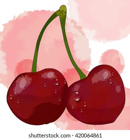 Vector illustration cherry. Red cherries