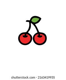 vector illustration Cherry. Simple design fruit. isolated on a white background.  I hope you will love this Cherry vector Illustration.