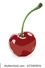 Vector illustration of a cherry without gradients on a white background