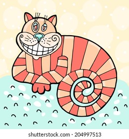 Vector illustration with cheshire cat for tale Alice in Wonderland