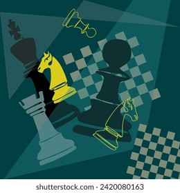 Vector illustration chess background. Flyer design for chess tournament, match, game