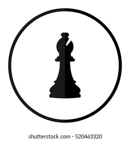 Vector illustration of chess bishop icon. Black chess bishop icon on white background.