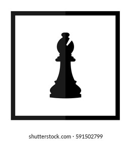 Vector illustration of chess bishop icon. Black chess bishop icon on white background.