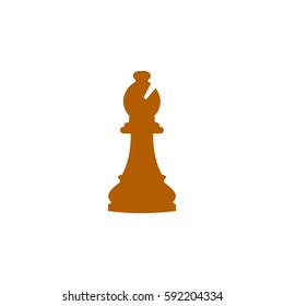 Vector illustration of chess bishop icon. Brown chess bishop icon on white background.