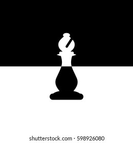 Vector illustration of chess bishop icon. Black and white