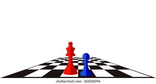 Vector illustration of chess board with two chessman. Abstract background.