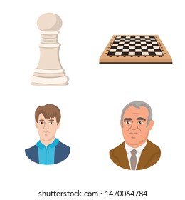 Vector illustration of chess and game icon. Set of chess and strategy vector icon for stock.