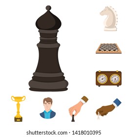Vector illustration of chess and game logo. Collection of chess and strategy vector icon for stock.
