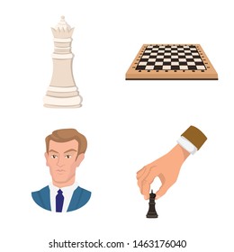 Vector illustration of chess and game logo. Set of chess and strategy vector icon for stock.