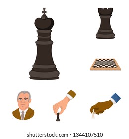 Vector illustration of chess and game sign. Collection of chess and strategy stock symbol for web.