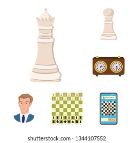 Vector illustration of chess and game sign. Set of chess and strategy vector icon for stock.