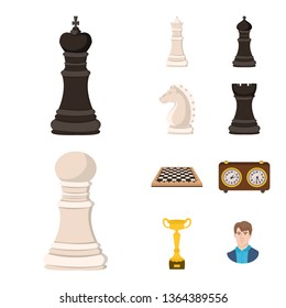 Vector illustration of chess and game symbol. Set of chess and strategy stock symbol for web.