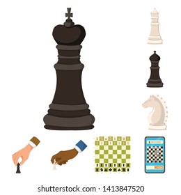 Vector illustration of chess and game symbol. Collection of chess and strategy stock symbol for web.