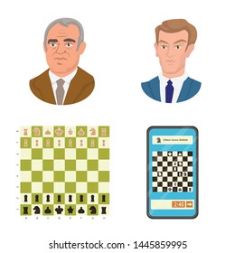 Vector illustration of chess and game symbol. Collection of chess and strategy stock vector illustration.