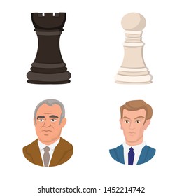 Vector illustration of chess and game symbol. Set of chess and strategy stock vector illustration.