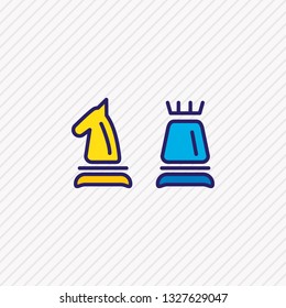 Vector illustration of chess icon colored line. Beautiful activities element also can be used as figure icon element.
